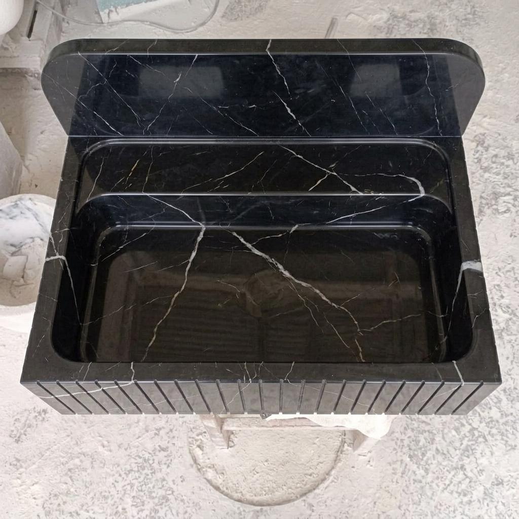 Nero Marquina Marble wall mount sink — bird's eye view (photo 13)