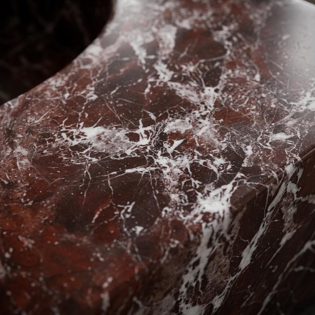 Rosso Levanto Marble square vessel sink — close-up of marble veining (photo 9)