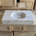 Carrara White Marble wall mount sink — front view (photo 5)