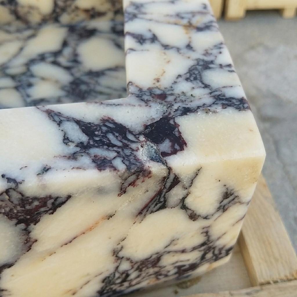 Calacatta Viola Marble fluted vessel sink — close-up of marble veining (photo 15)