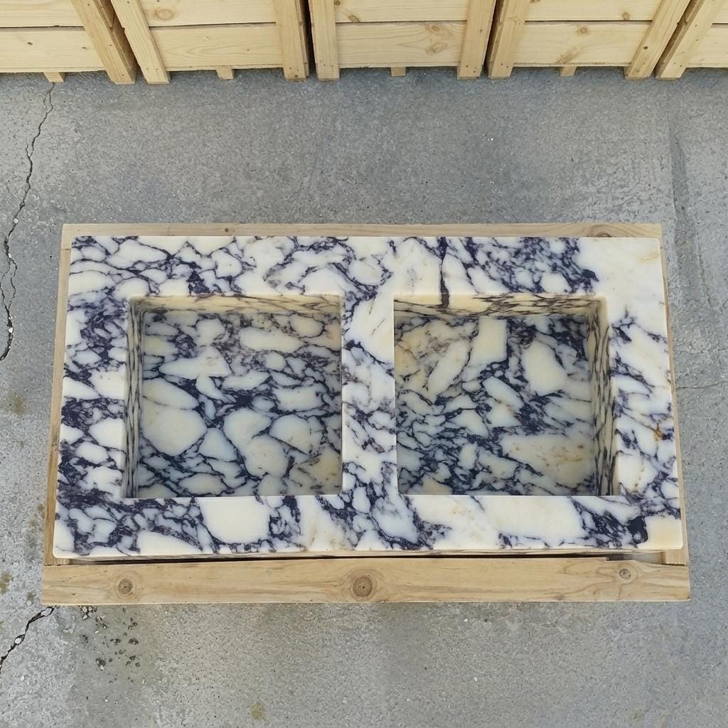 Calacatta Viola Marble fluted vessel sink — bird's eye view (photo 19)