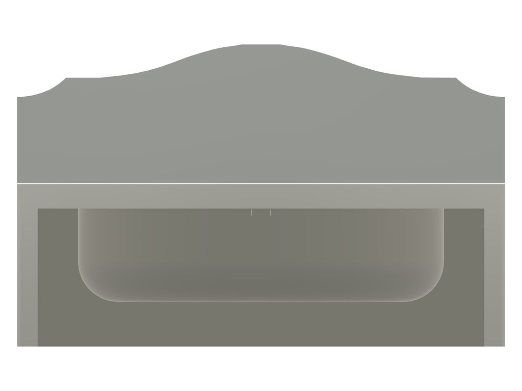 Rear view – hollowed underside, cavity open to the wall