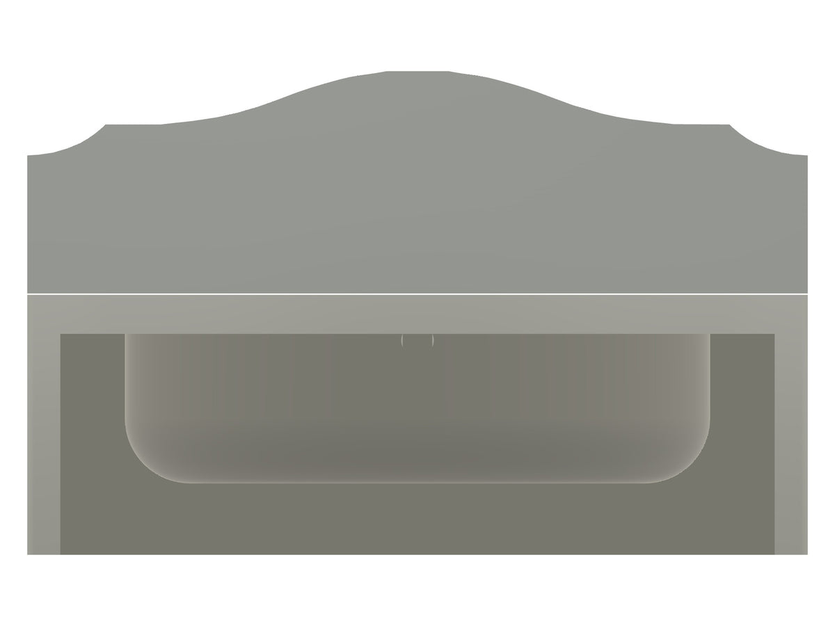 Rear view – hollowed underside, cavity open to the wall