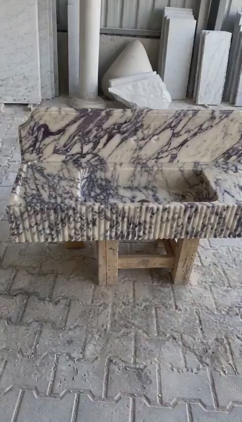 Calacatta Viola Marble Square Vessel Sink, Bespoke